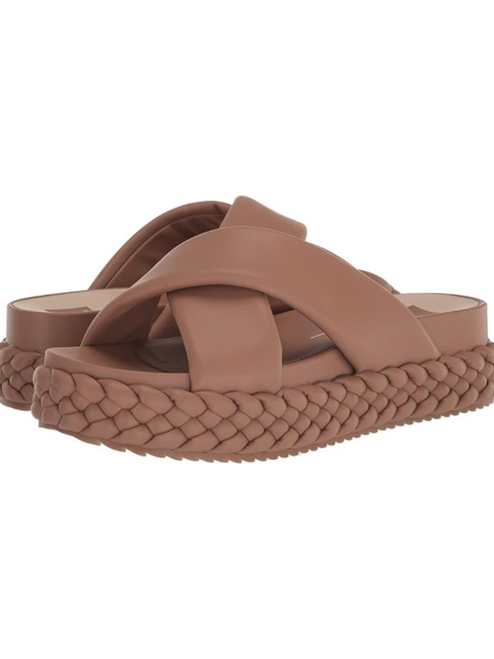 Dolce Vita Braided Cross-Strap Platform Sandals in Dusty Rose Brown